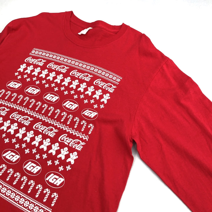ノーブランド 古着 ロンT コカコーラ オーバーサイズ レッド L