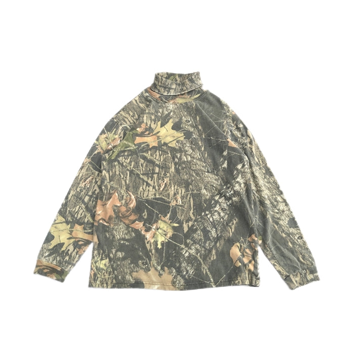 ノーブランド 古着 ロンT タートルネック リアルツリー カモ柄 M