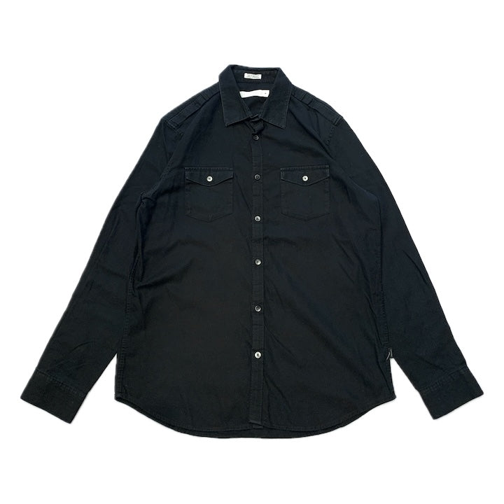 カルバンクライン 古着 長袖シャツ 無地 黒シャツ M