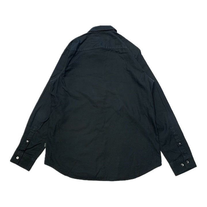 カルバンクライン 古着 長袖シャツ 無地 黒シャツ M