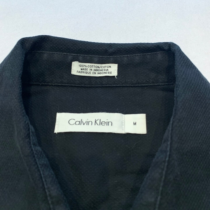 カルバンクライン Calvin Klein 長袖シャツ 無地 黒シャツ メンズM