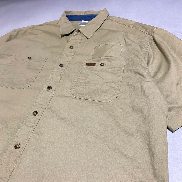カーハート 古着 半袖シャツ ワークシャツ ベージュ XXL