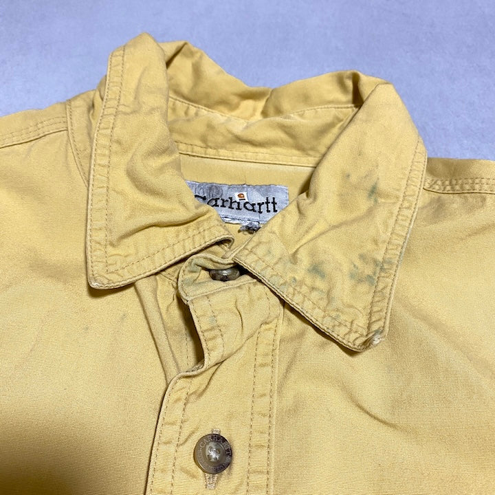 カーハート Carhartt 半袖シャツ ワークシャツ イエロー 黄 無地 メンズL