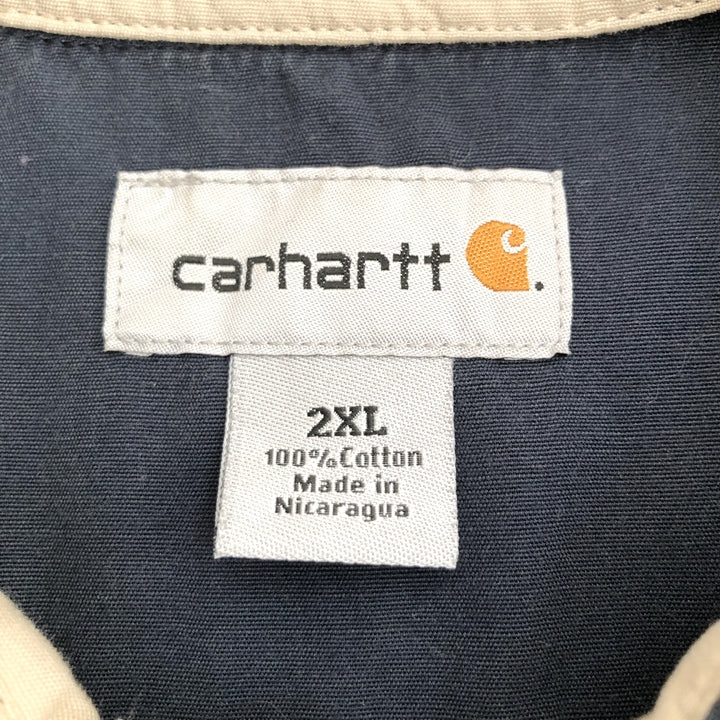 カーハート 古着 長袖シャツ オーバーサイズ 刺繍ロゴ 2XL