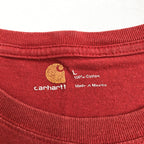 カーハート 古着 Tシャツ ワンポイントロゴ レッド オーバーサイズ L