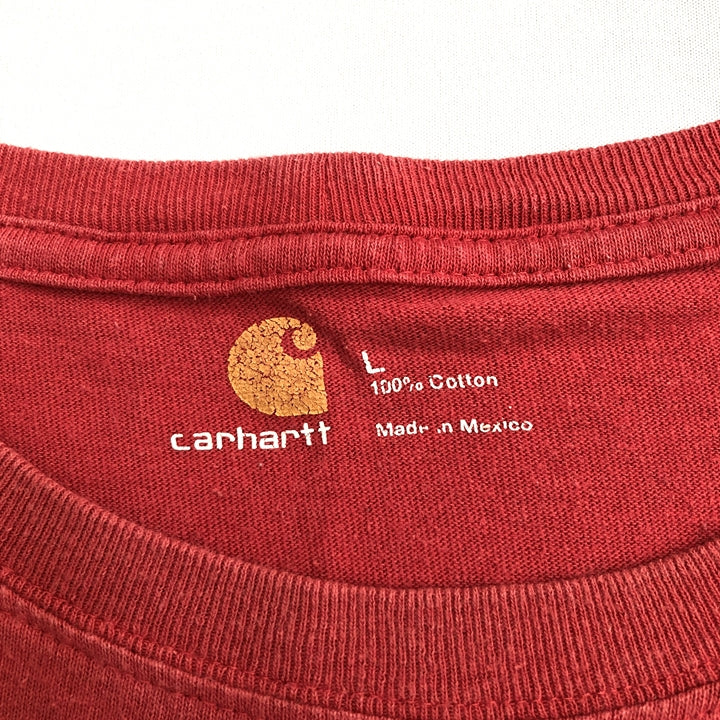 カーハート 古着 Tシャツ ワンポイントロゴ レッド オーバーサイズ L