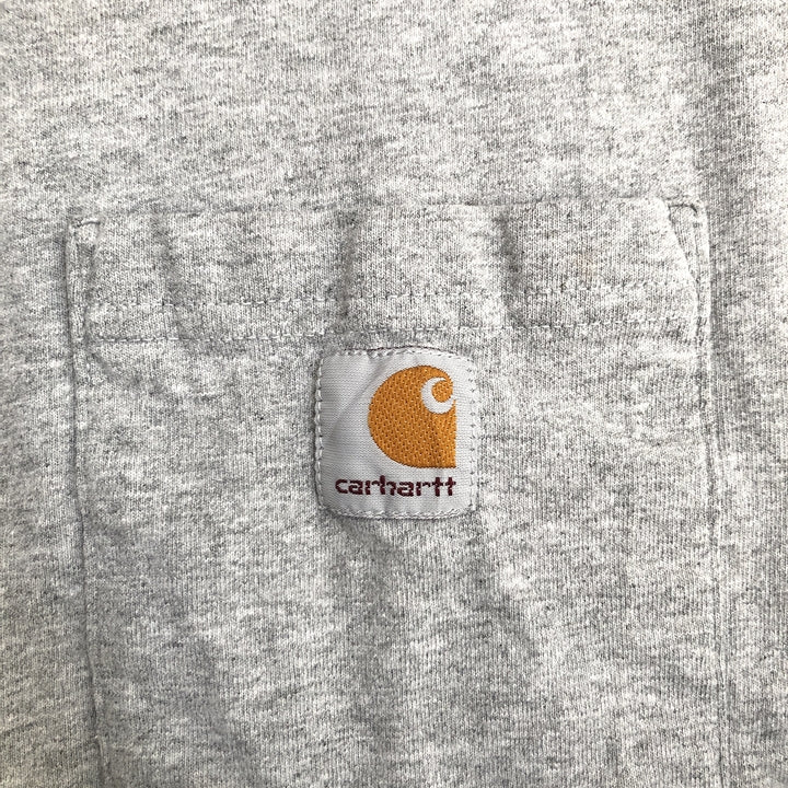 カーハート 古着 Tシャツ ワンポイントロゴ グレー XXL