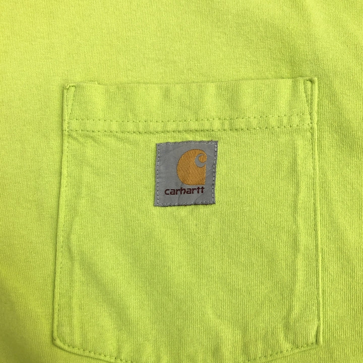 カーハート 古着 Tシャツ ワンポイントロゴ 蛍光色 XXL