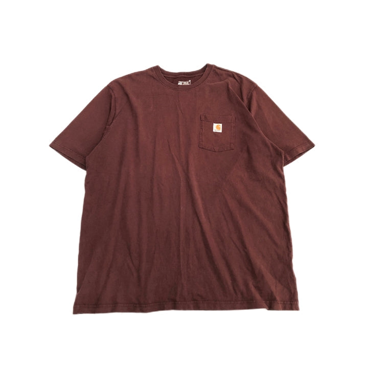 カーハート 古着 Tシャツ ワンポイントロゴ えんじ XXL