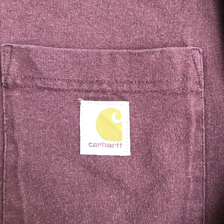 カーハート 古着 Tシャツ ワンポイントロゴ えんじ XXL