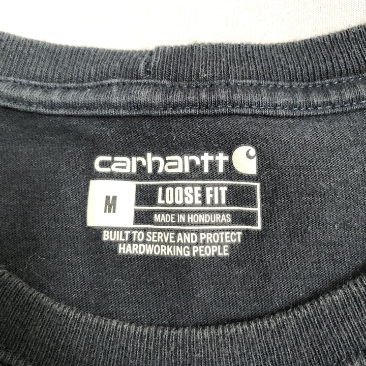 カーハート 古着 Tシャツ ワンポイントロゴ ネイビー M