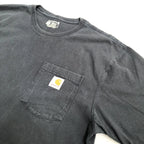 カーハート 古着 Tシャツ ワンポイントロゴ ネイビー M