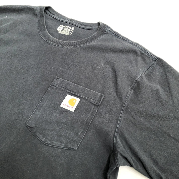 カーハート 古着 Tシャツ ワンポイントロゴ ネイビー M