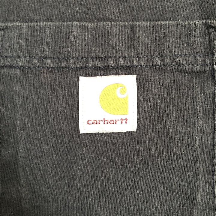 カーハート 古着 Tシャツ ワンポイントロゴ ネイビー M