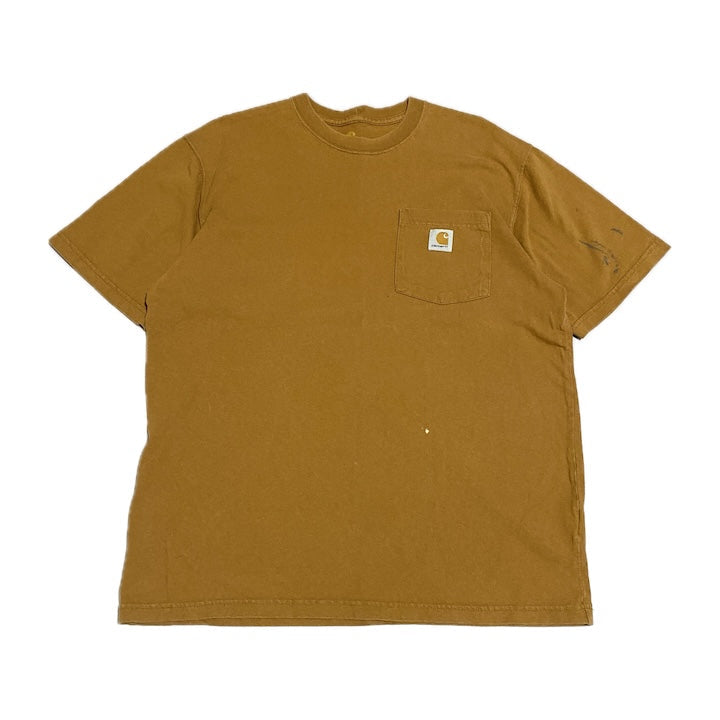 カーハート 古着 Tシャツ ワンポイントロゴ ライトブラウン M