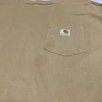 カーハート 古着 Tシャツ ワンポイントロゴ ベージュ XXL