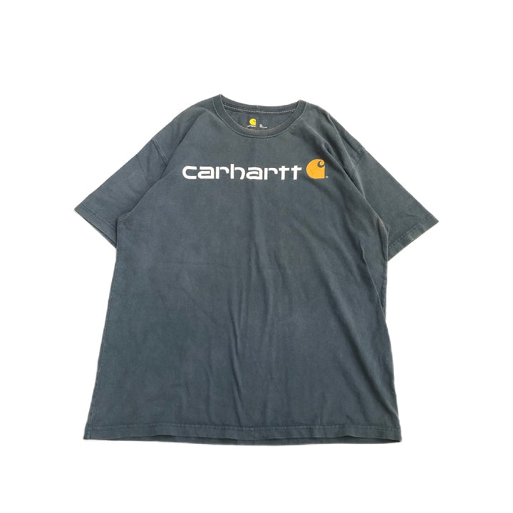 カーハート 古着 Tシャツ ビッグロゴ ブルー XL