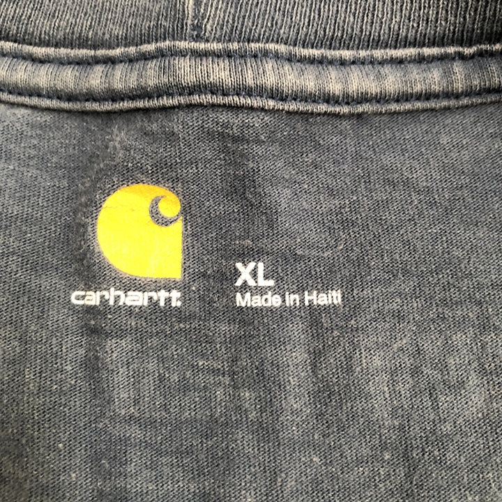 カーハート 古着 Tシャツ ビッグロゴ ブルー XL
