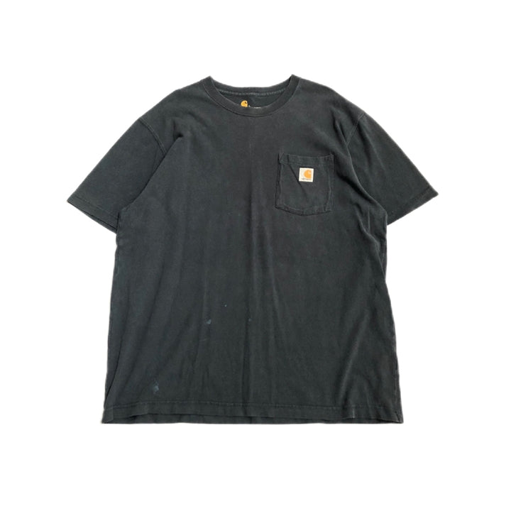 カーハート 古着 Tシャツ ワンポイントロゴ ネイビー L