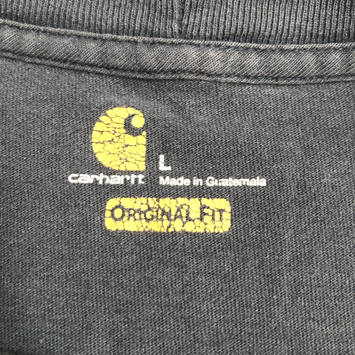 カーハート 古着 Tシャツ ワンポイントロゴ ネイビー L