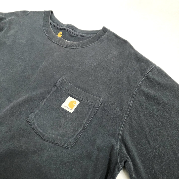 カーハート 古着 Tシャツ ワンポイントロゴ ネイビー L