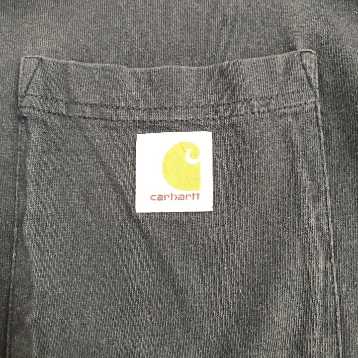 カーハート 古着 Tシャツ ワンポイントロゴ ネイビー L
