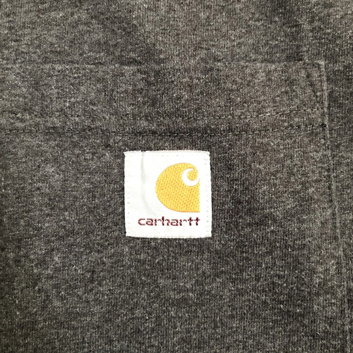 カーハート 古着 Tシャツ ワンポイントロゴ ダークグレー L