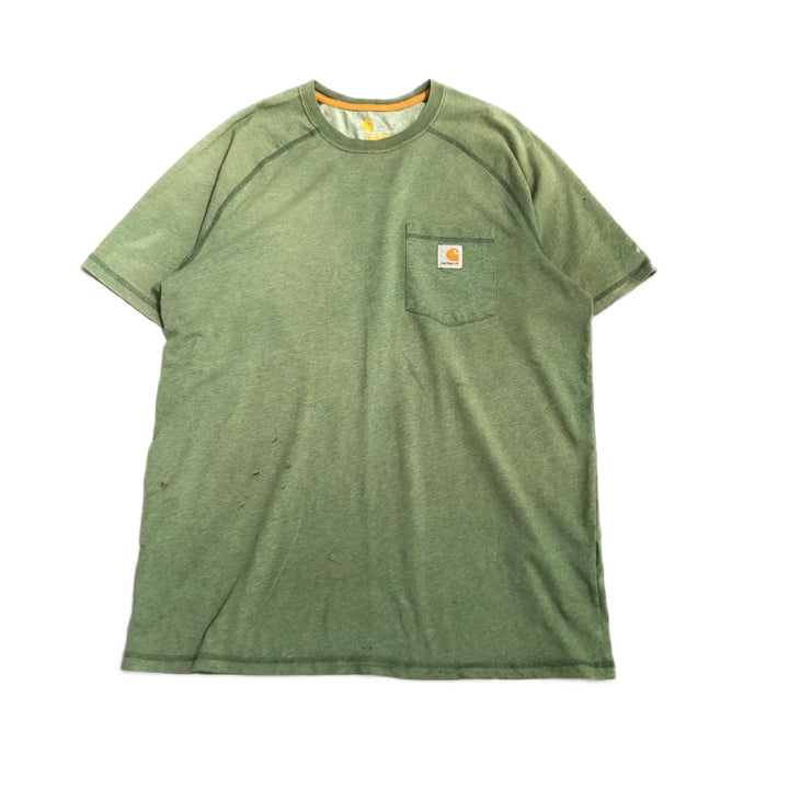 カーハート 古着 Tシャツ ワンポイントロゴ グリーン L