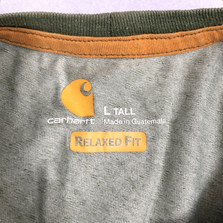 カーハート 古着 Tシャツ ワンポイントロゴ グリーン L