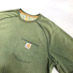 カーハート 古着 Tシャツ ワンポイントロゴ グリーン L