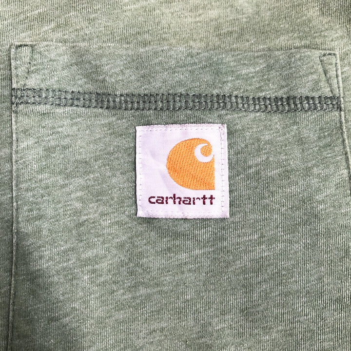 カーハート 古着 Tシャツ ワンポイントロゴ グリーン L