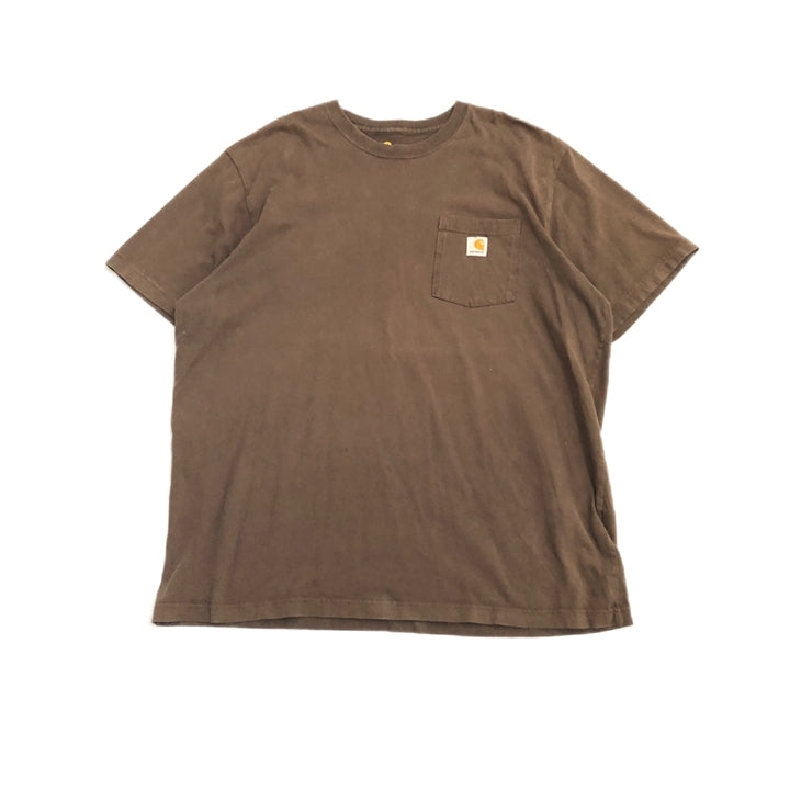 カーハート 古着 Tシャツ ワンポイントロゴ ブラウン XL