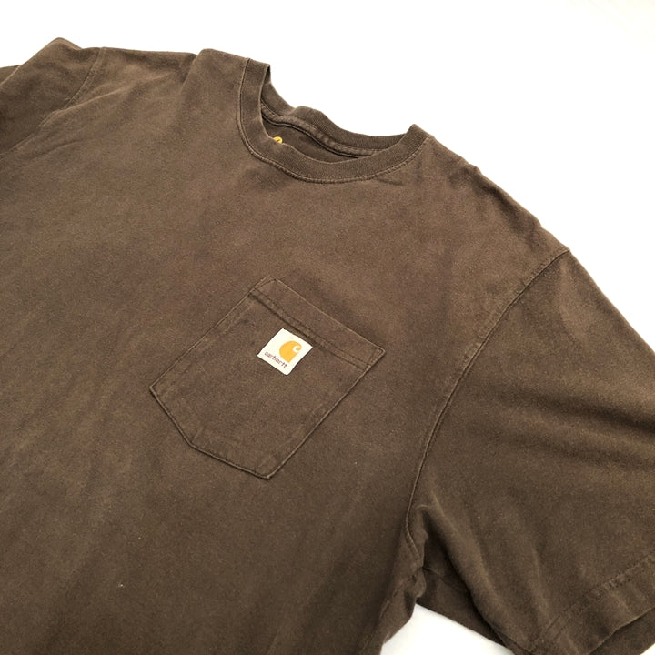カーハート 古着 Tシャツ ワンポイントロゴ ブラウン XL
