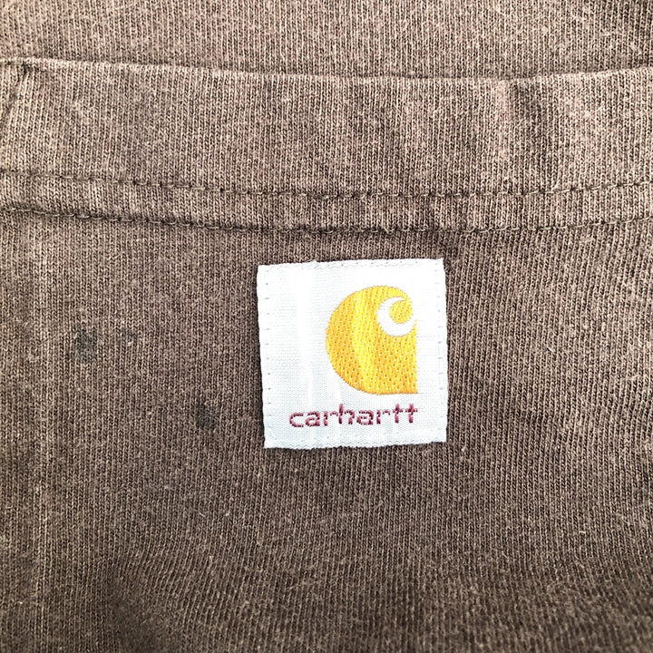 カーハート 古着 Tシャツ ワンポイントロゴ ブラウン XL