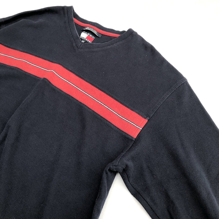 トミーヒルフィガー Tommy Hilfiger ロンT ネイビー Vネック メンズ2XL
