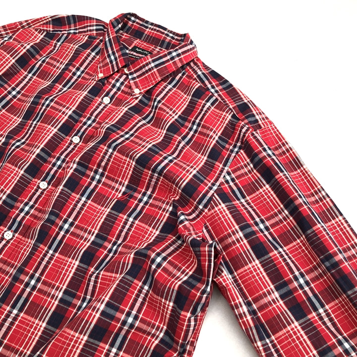 ノーティカ NAUTICA 長袖シャツ BDシャツ チェック 刺繍ロゴ メンズ2XL
