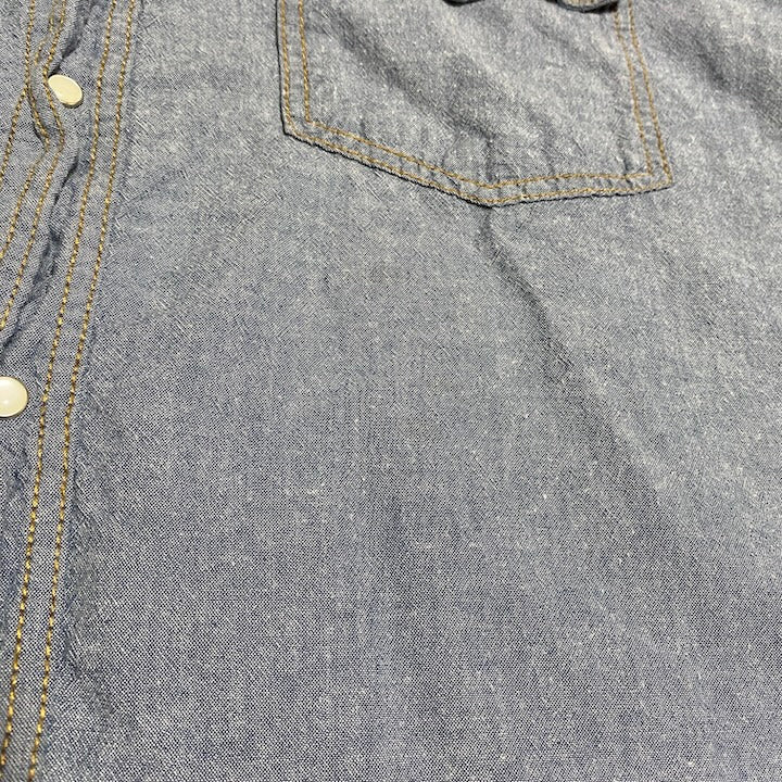 キー 古着 半袖シャツ ワークシャツ ブルー 2XL