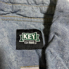 キー 古着 半袖シャツ ワークシャツ ブルー 2XL
