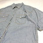 キー 古着 半袖シャツ ワークシャツ ブルー 2XL