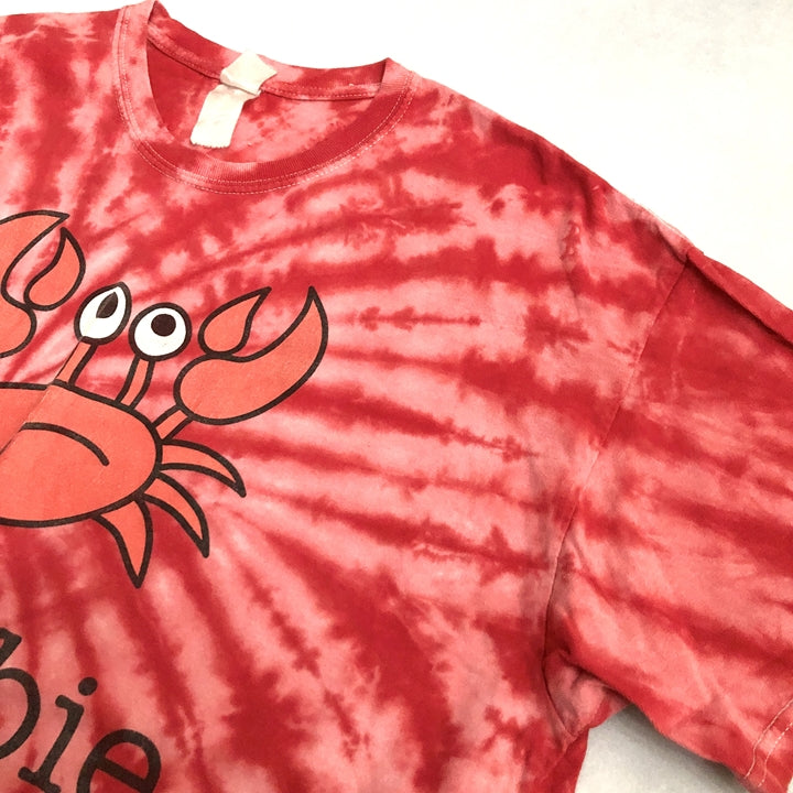 ギルダン GILDAN Tシャツ カニ タイダイ柄 レッド メンズXL