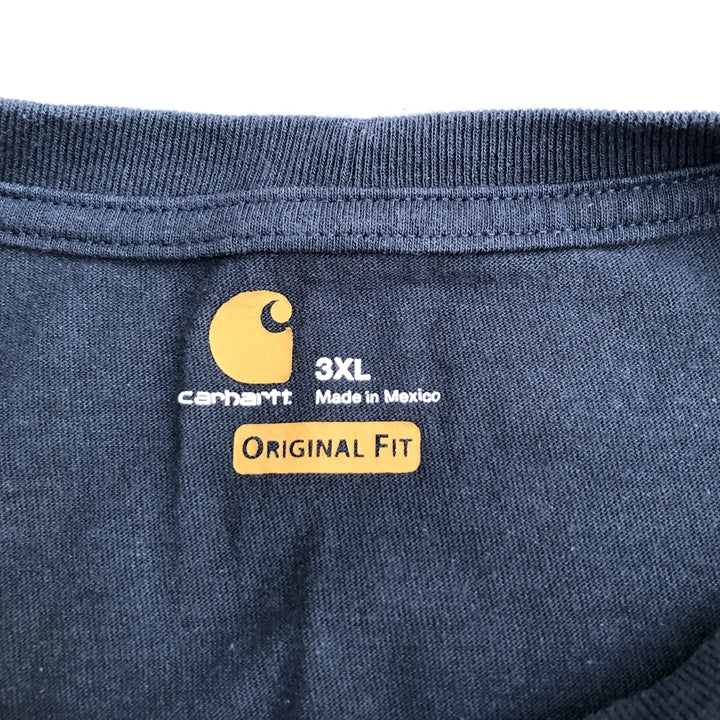 カーハート 古着 Tシャツ ワンポイントロゴ ネイビー 3XL