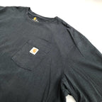 カーハート 古着 Tシャツ ワンポイントロゴ ネイビー 3XL