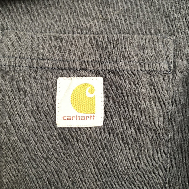 カーハート 古着 Tシャツ ワンポイントロゴ ネイビー 3XL