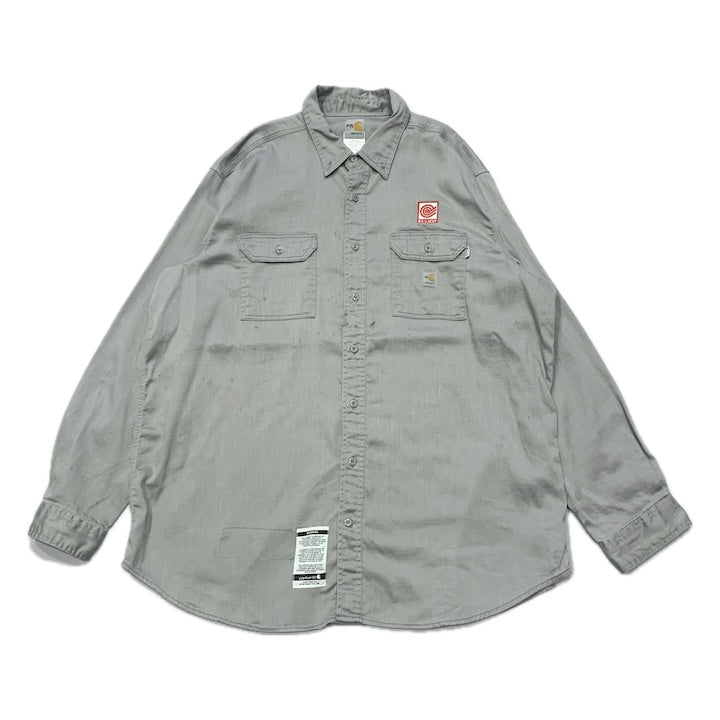 カーハート 古着 長袖シャツ 企業ロゴ オーバーサイズ 3XL