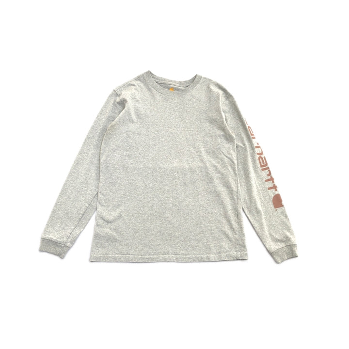 カーハート 古着 ロンT アームロゴ グレー S