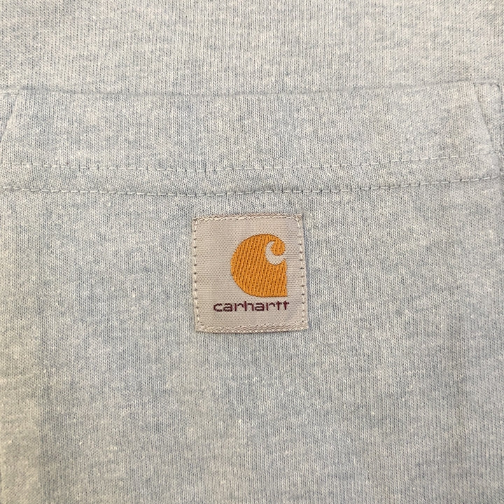 カーハート 古着 Tシャツ ライトブルー ワンポイントロゴ L