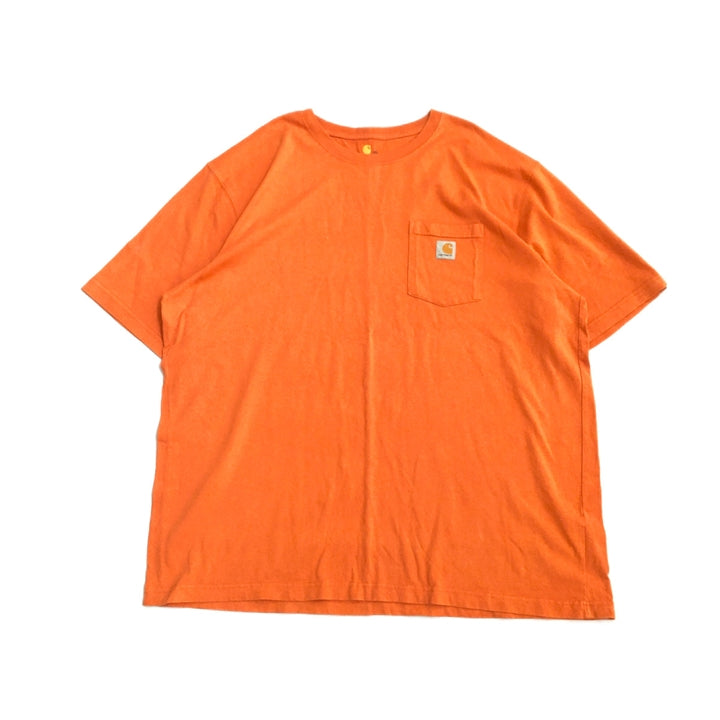カーハート 古着 Tシャツ オーバーサイズ オレンジ XXL