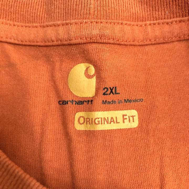 カーハート 古着 Tシャツ オーバーサイズ オレンジ XXL