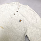 カーハート 古着 Tシャツ ヘンリーネック ライトグレー L