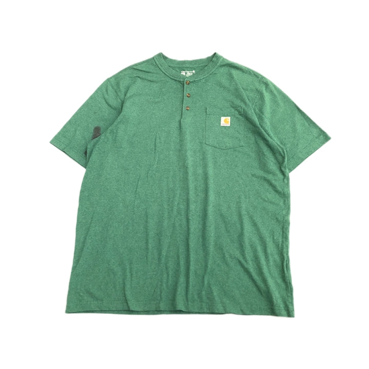 カーハート 古着 Tシャツ ヘンリーネック グリーン XL